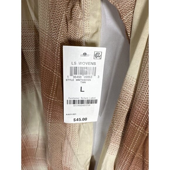 And Now This Mens Plaid Collared Button-Down Shirt, Tan, Size L, NWT - Picture 4 of 5